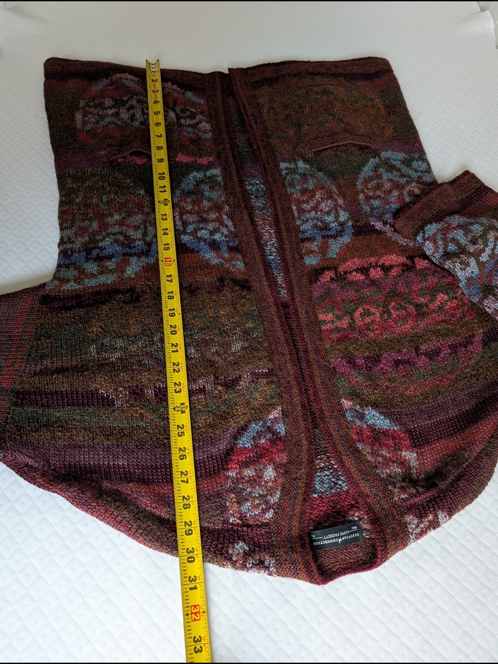 Peruvian Connection Kaffe Fassett Alpaca Handknit Open Cardigan Brown, XL boho - Picture 7 of 16